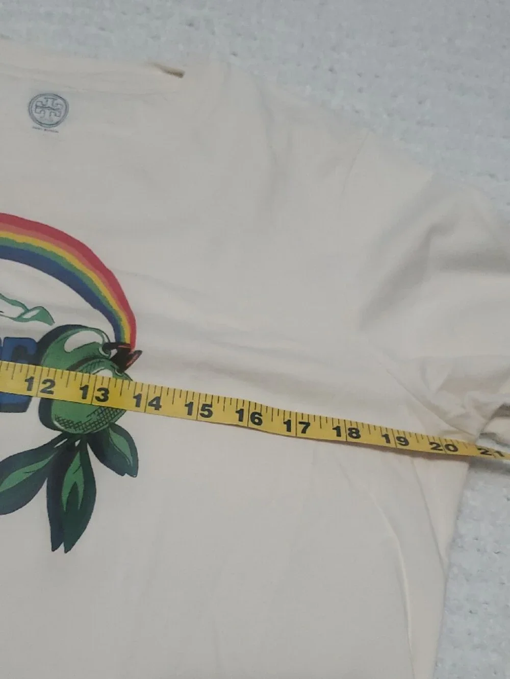 Tory Burch Cream Short-Sleeve Tee with Rainbow and Mountain Graphic